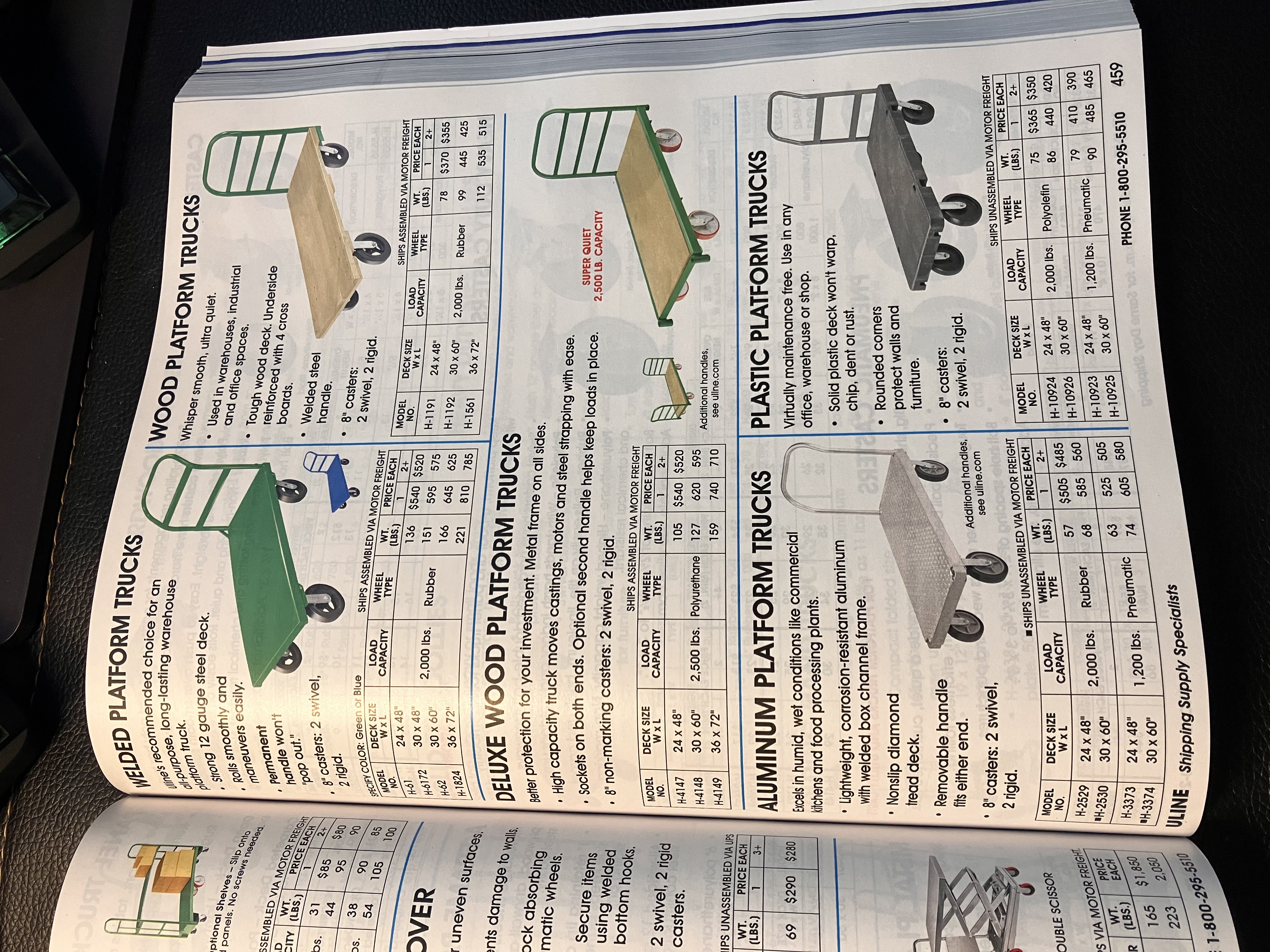 Uline Print Catalog Page 459 - Platform Trucks